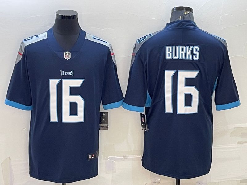 Men Tennessee Titans #16 Burks Blue 2022 Vapor Untouchable Limited Player Nike NFL Jersey